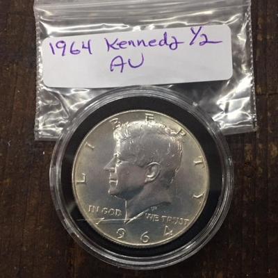1964 AU Kennedy 1/2 Dollar-90% Silver
