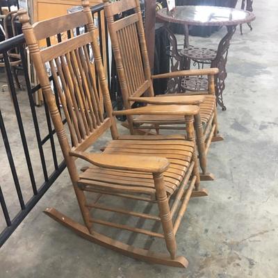Two Cracker Barrel Rocking Chairs