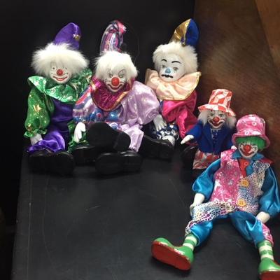 5 Vintage Porcelain Clowns