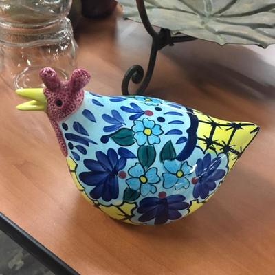 Blue & Yellow Ceramic Rooster