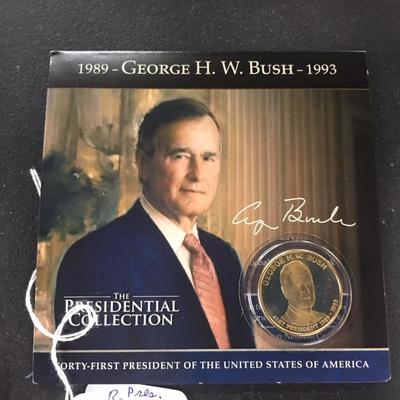 President H W Bush Dollar w/ Folder
