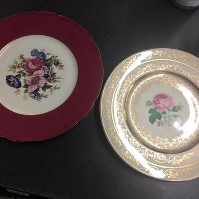 2 Decorative Plates- Laurelton w/ Rose, Baronet Czech