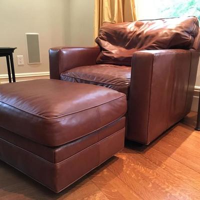 Hancock and Moore Leather Armchair and Ottoman 
