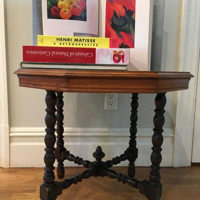 Antique End Table, Art Books and Coffee Table Books