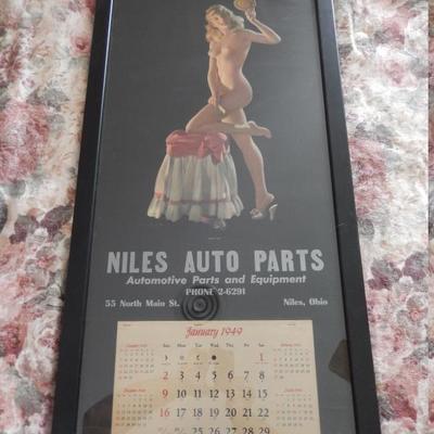 Vintage nudie calendar (large) framed and matted