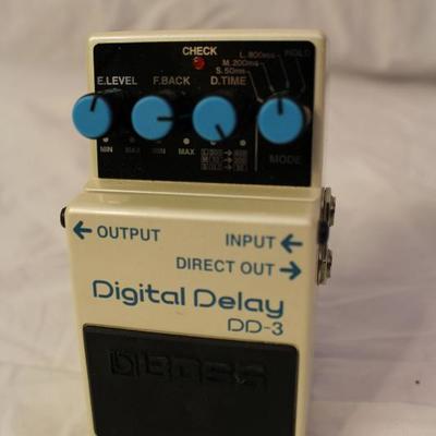 Item #27 Digital Delay DD-3 pedal 

Price: $50.00

With three delay-time modes, the Boss DD-3 Digital Delay Pedal can handle all your...