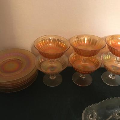 Carnival glass dessert dishes