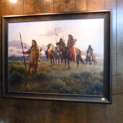 Framed and signed Native American oil on canvas
