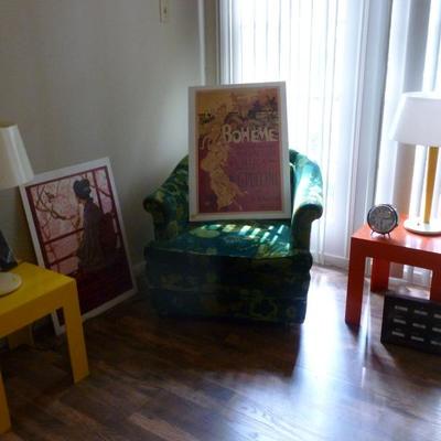 Vintage chairs, vintage tables, vintage lamps, vintage prints