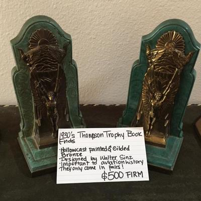 Rare 1930's Thompson Trophy Book Ends, only found in pairs.  Last pair sold at auction for $600.  Only 2 other pairs seen, one being in...