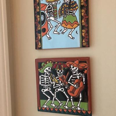 MEXICAN Hi Relief 4″ Day Of The Dead Talavera Ceramic Tile Dancers. Beautiful handcrafted Day of the Dead Talavera tiles! An eye-catching...