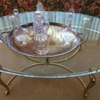 Glass and brass coffee table, $148.