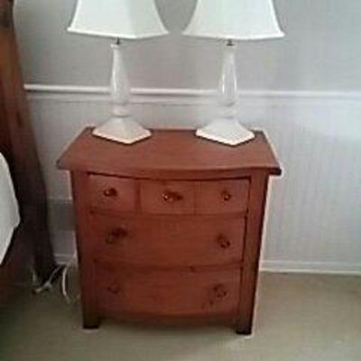 Three-Drawer Stand and Two Lamps