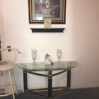 GLASS TOP FOYER TABLE