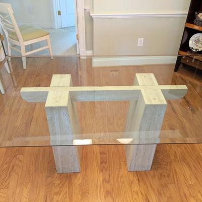 Travertine Base Glass-Top Table
