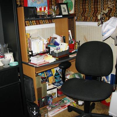 desk and office chair, office supplies