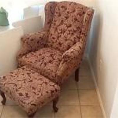 Wing Back Chair with Ottoman