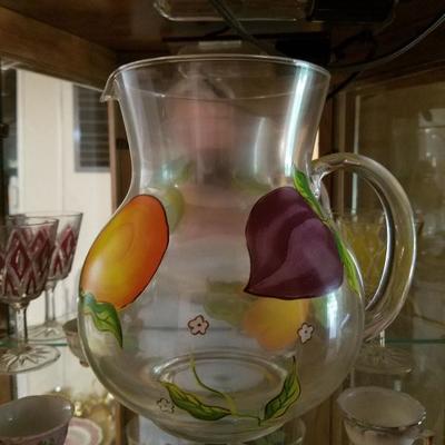 Vintage painted fruit on glass
