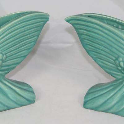 McCoy Pottery Turquoise Dove Vases