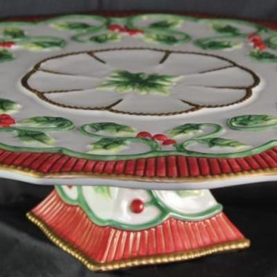 Fitz & Floyd Christmas Holiday Cake Stand