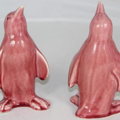Mid-Century Pair of Pink Pottery Penguins 