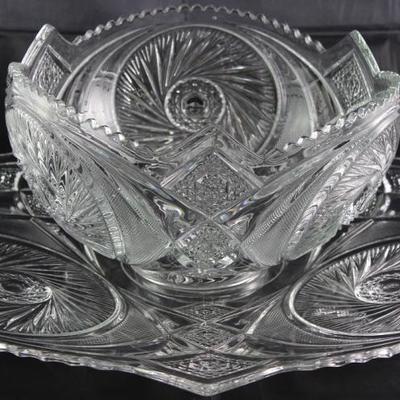 "Aztec" Crystal Punch Bowl with 22" Matching Underplate (2nd View)