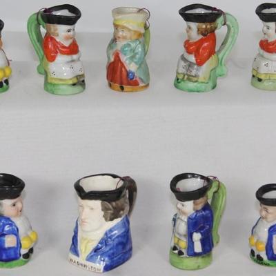 Japan Handpainted Various Small Toby Mugs