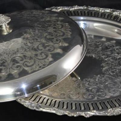 Community Silverplate "Countess" Pierced Rim Server with Dome Lid