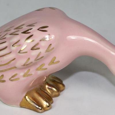 Mid-Century Pink Goose with Gold Trim