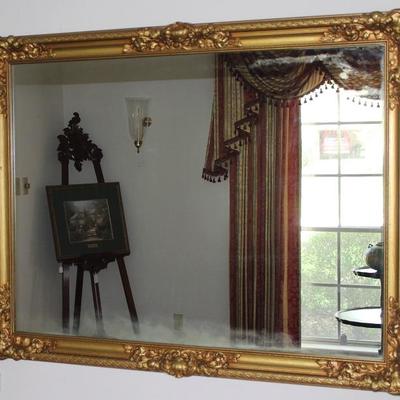 Vintage Gold Gilt Plate Glass Mirror (45.5" x 35.5")
