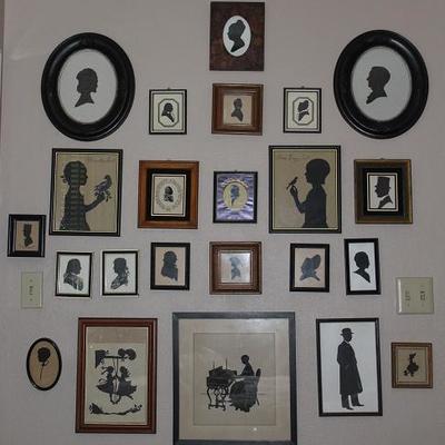 Collection of Framed Cut Silhouette Art Work 