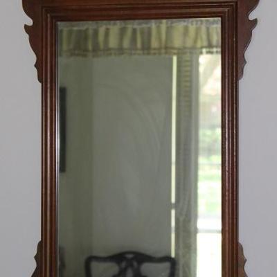 Adams Furniture Shop Old Marblehead Massachusetts Vintage Chippendale Style Scroll Work Wood Framed Mirror w/Eagle Mount. Mirror (13 1/2