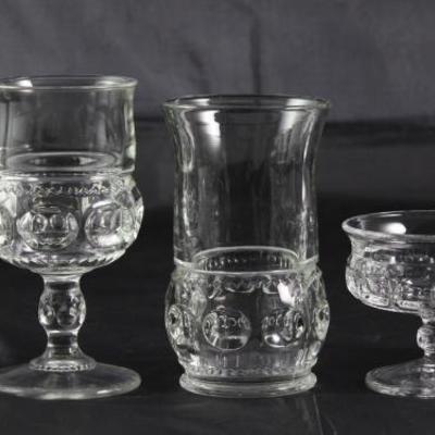 Tiffin " Kings Crown" (1943-1962) 9 Iced Tea Goblets, 6 Water Goblets, 4 Tumblers, 12 Sherbet/Champagne's, 9 Liqueurs and...
