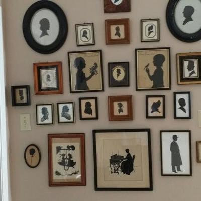 Collection of Antique & Vintage Framed Hand Cut Silhouette Art Work 