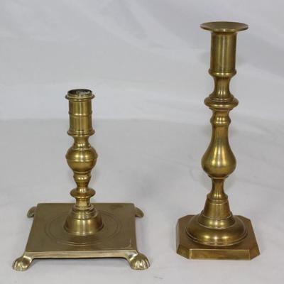 Antique Solid Brass (6.25")Candlestick on a 4" Square Footed base.  Missing Ejection Rod. Vintage Solid Brass Candlestick...