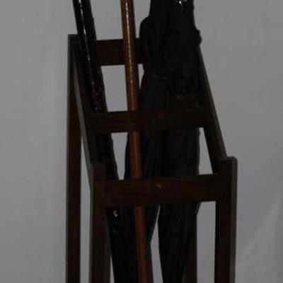 Antique Slatted Wood Cane/Umbrella Stand