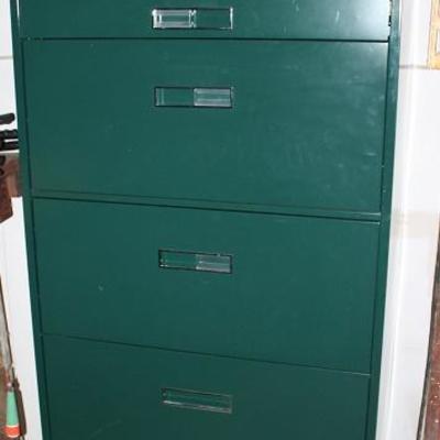Green Steel 5-Drawer Lateral File (30"W x 65"H)