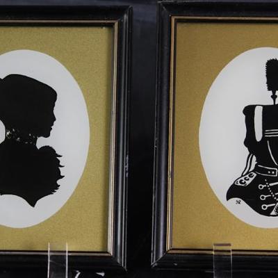Silhouettes on Glass: Young Lady and Soldier 