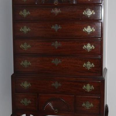 Kendall Queen Anne Bonnet Top Cherry Wood Highboy  Dresser. Timeless elegance  in genuine antique style artistry. 