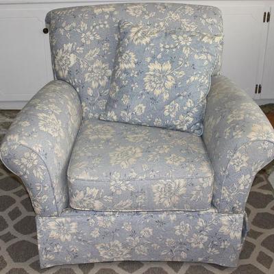 Alan White Blue & White Floral Easy Chair with Matching Pillow (1 of 2 shown)