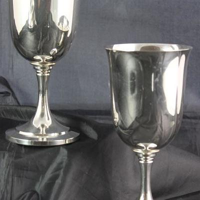 Wm. Rogers Silver Plated Initial "L D" Silverplate Goblets (Pair)