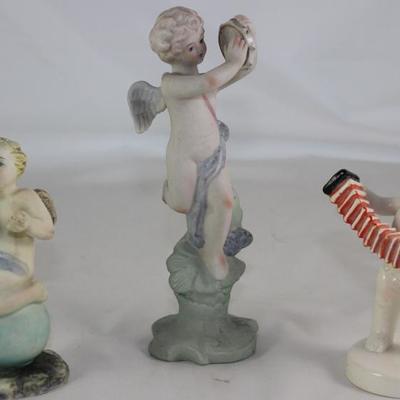 Ardalt Italy Bisque Porcelain Hand Painted Cherub on Ball. Made in Occupied Japan Bisque Porcelain Cherub with Tambourine and Made in...