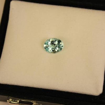 1.50 CT MIN 9x7MM oval Paraiba Ice Tourmaline  gemstone, light blue.
