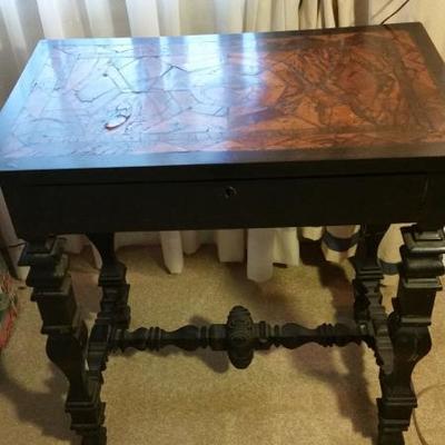 Antique burl-top tables, $489/pair