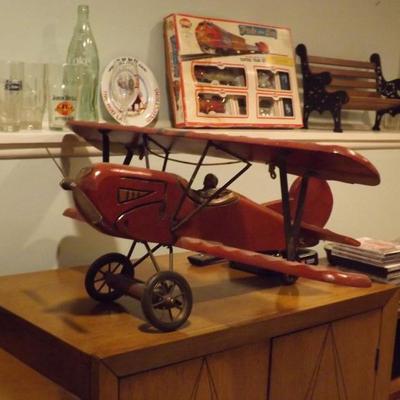 Large Wooden Biplane 30" Wingspan