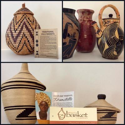 Zulu and Rwanda Baskets, Pottery