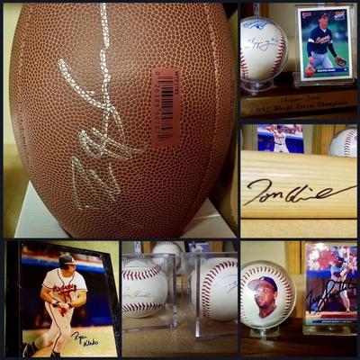 Autographed Footballs, Baseballs, Bat, Cards and Pics!  Deion Sanders, Chipper Jones & so many more!