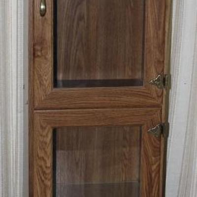 Stovepipe Style Oak Finish  2-door Lighted Curio with interior glass shelves