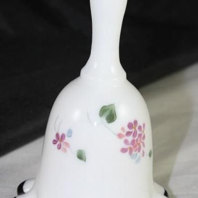 Fenton Purple Crest Bell, Hand Painted and Signed by Artist