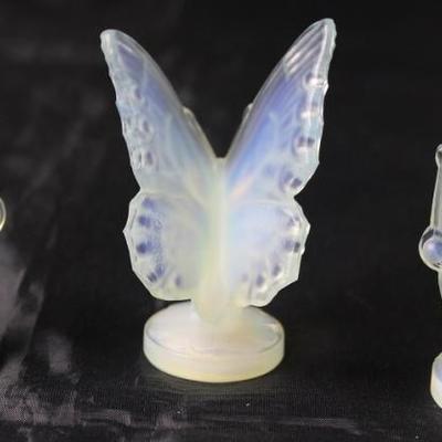 Sabino Paris France Opalescence Art Glass: Closed Wing Butterfly (2 each) and Open Wing Butterfly